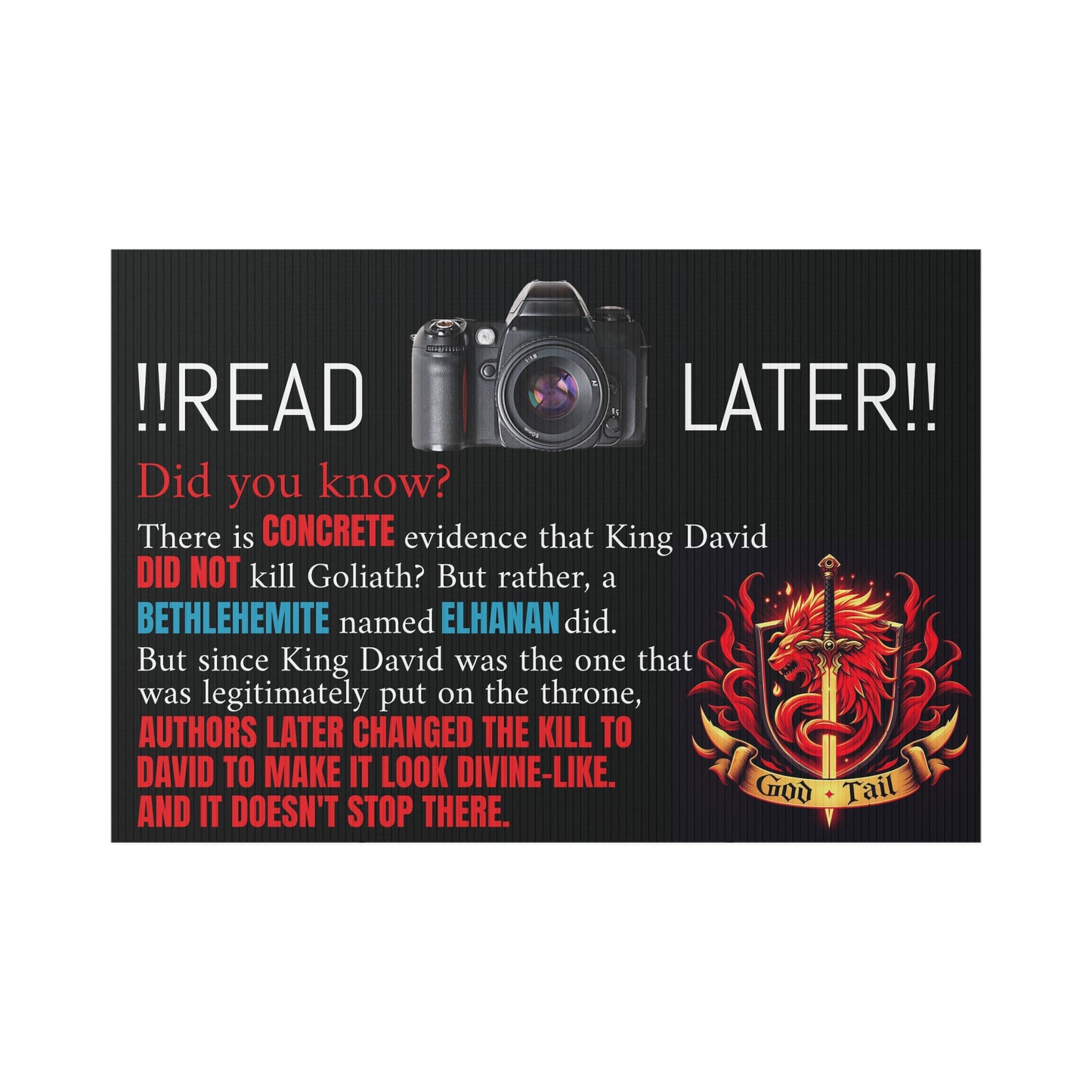 Religious Sign - David Didn't Kill Goliath
